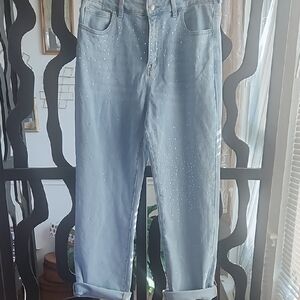 Embellished Light Blue Boyfriend Jeans